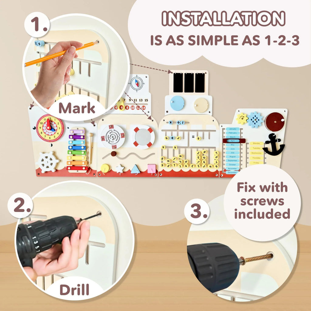 Cateam Sensory Wall Panel for Kids Activity Wall Busy Board for Toddlers and Preschoolers. 16In1 Learning Activity Center. Wooden Montessori Toys for Education and Early Development Ship