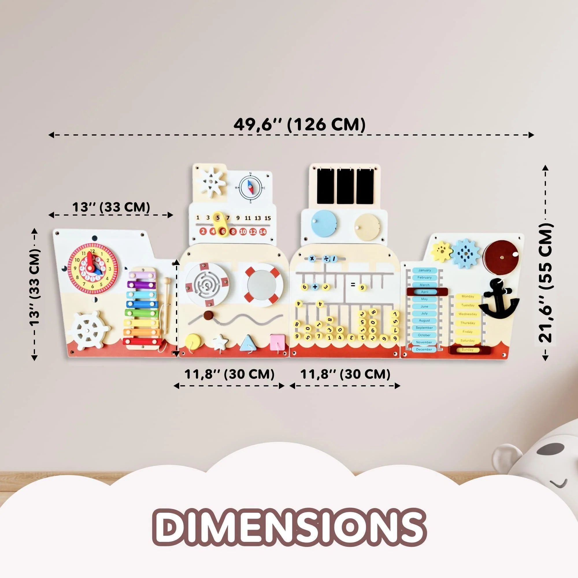 Cateam Sensory Wall Panel for Kids Activity Wall Busy Board for Toddlers and Preschoolers. 16In1 Learning Activity Center. Wooden Montessori Toys for Education and Early Development Ship